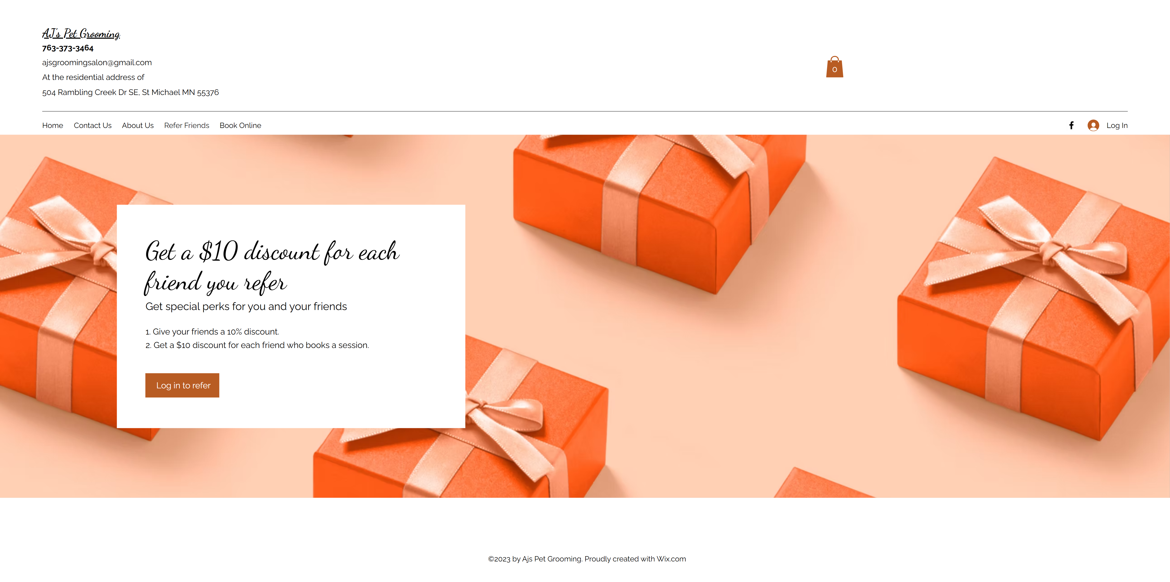 Original website refer a friend page