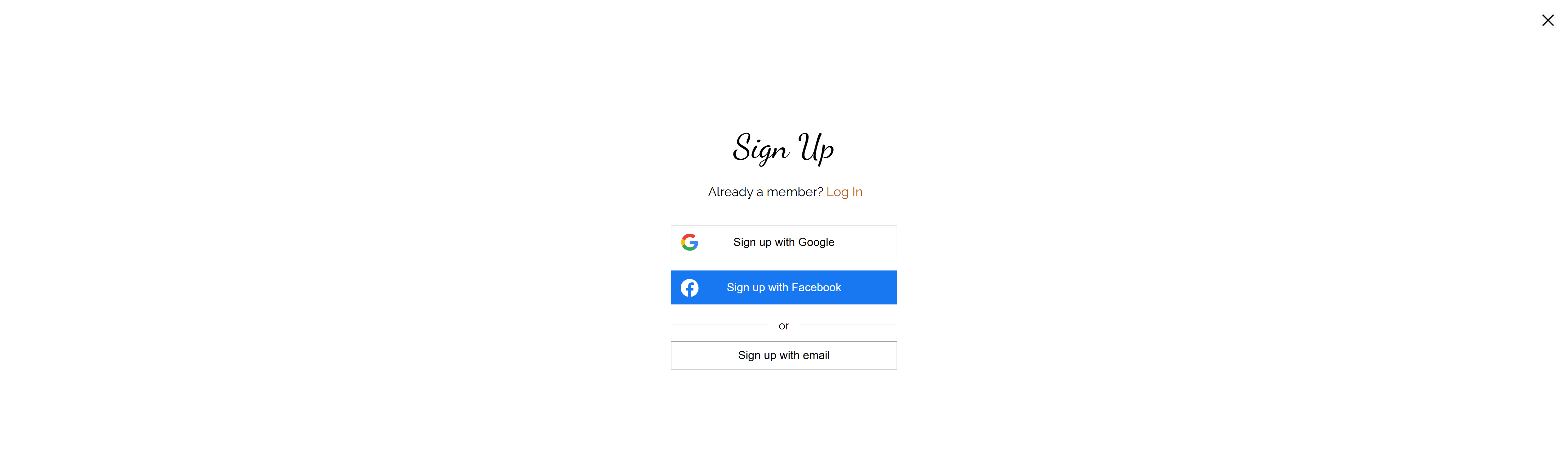 Original website login page
